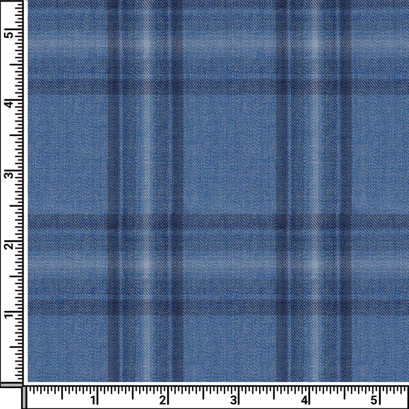 Image of a Blue Worsted Checks Merino Wool Suiting Fabric