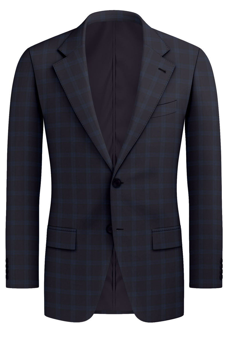 Image of a Brown & Blue Worsted Checks Merino Wool Blazers Fabric