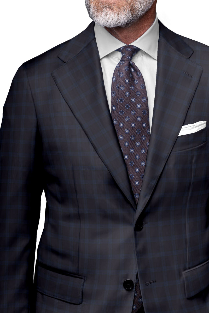 Image of a Brown & Blue Worsted Checks Merino Wool Blazers Fabric