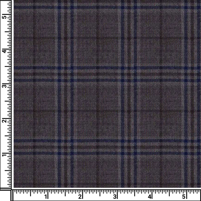 Image of a Brown & Blue Worsted Checks Merino Wool Blazers Fabric