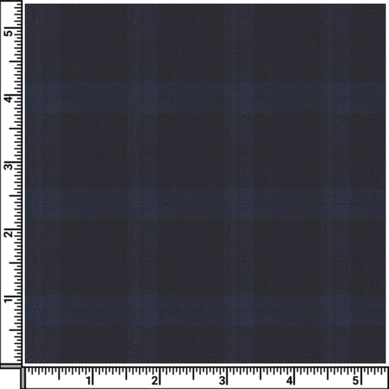 Image of a Brown & Blue Worsted Checks Merino Wool Suiting Fabric
