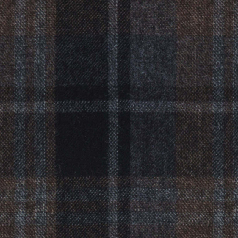 Image of a Brown & Navy-Blue Flannel Checks Merino Wool Pants Fabric