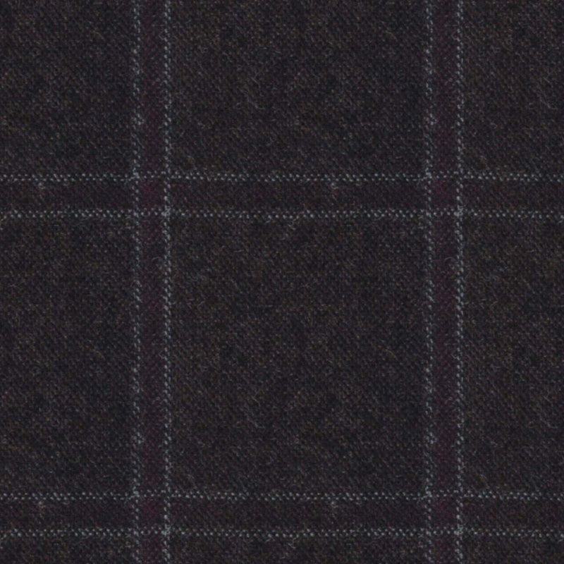 Image of a Brown Flannel Checks Merino Wool Suiting Fabric