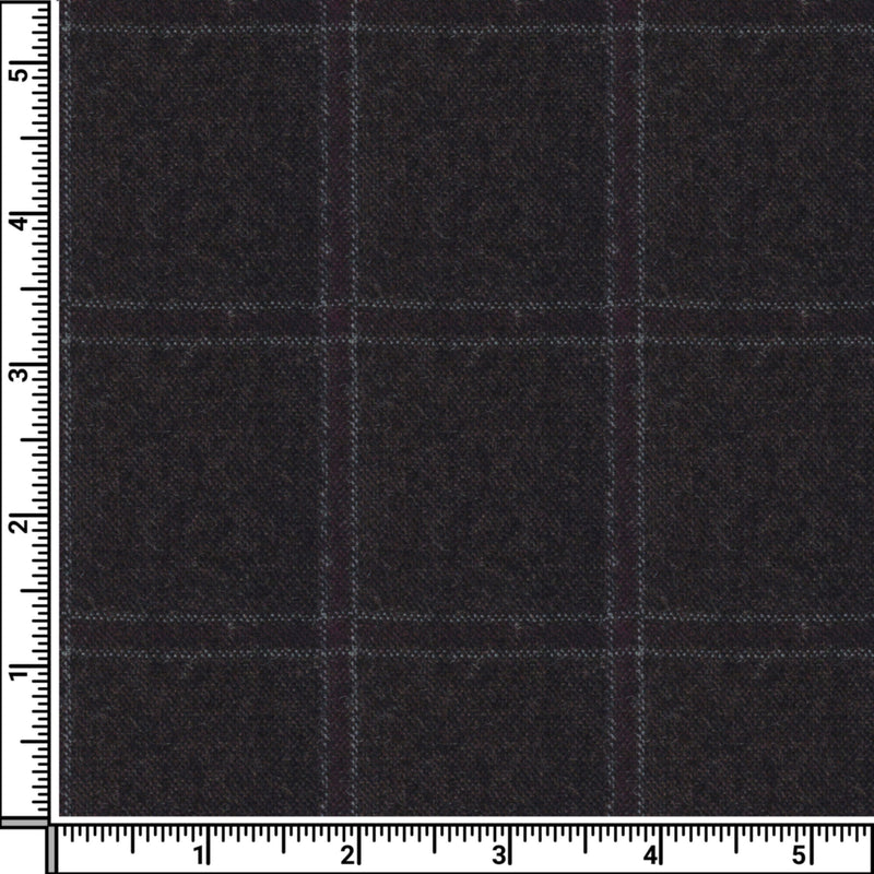 Image of a Brown Flannel Checks Merino Wool Suiting Fabric