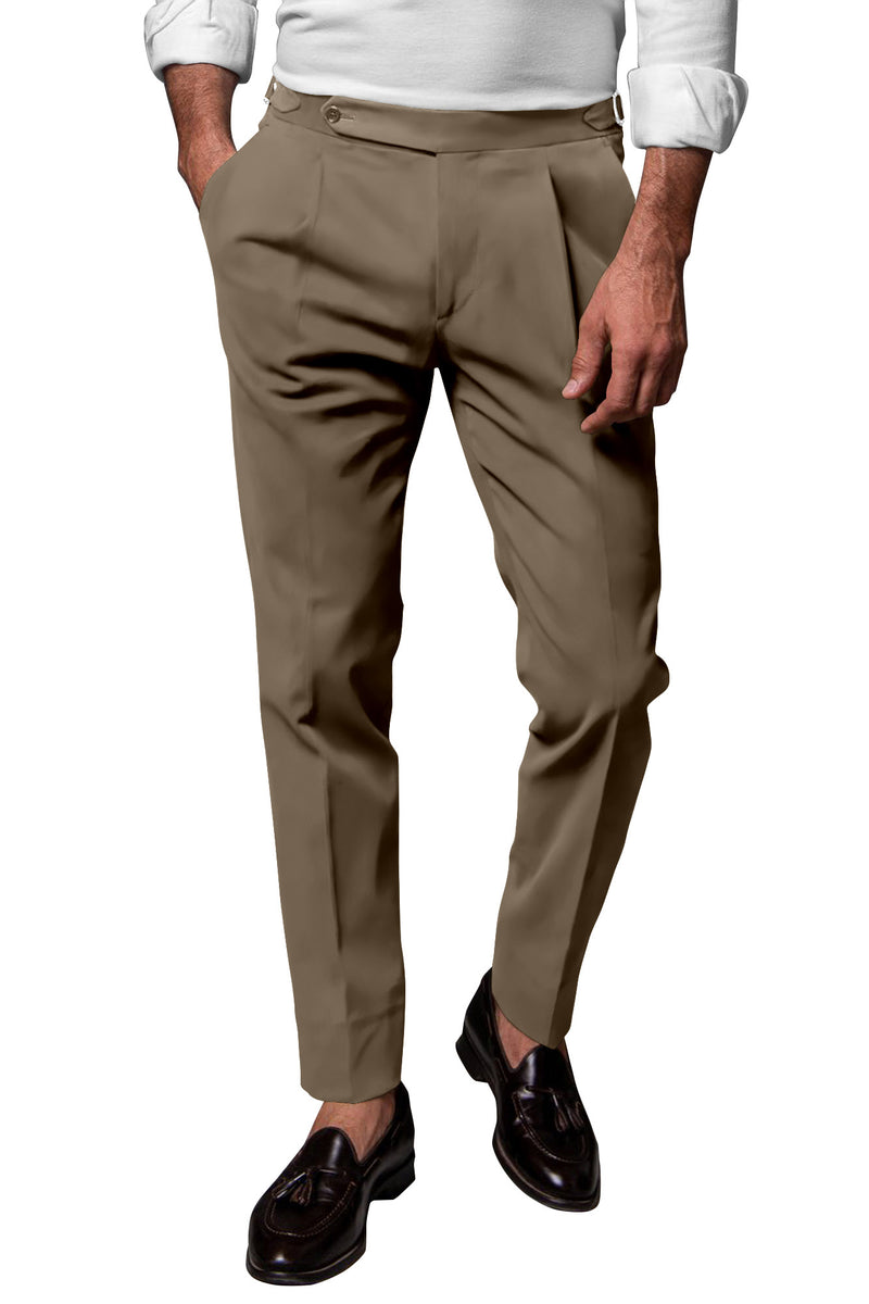 Image of a Brown Poplin Solids Cotton Stretch Chinos Fabric