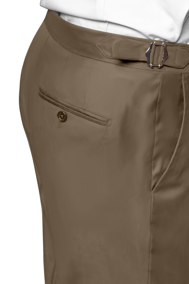 Image of a Brown Poplin Solids Cotton Stretch Chinos Fabric