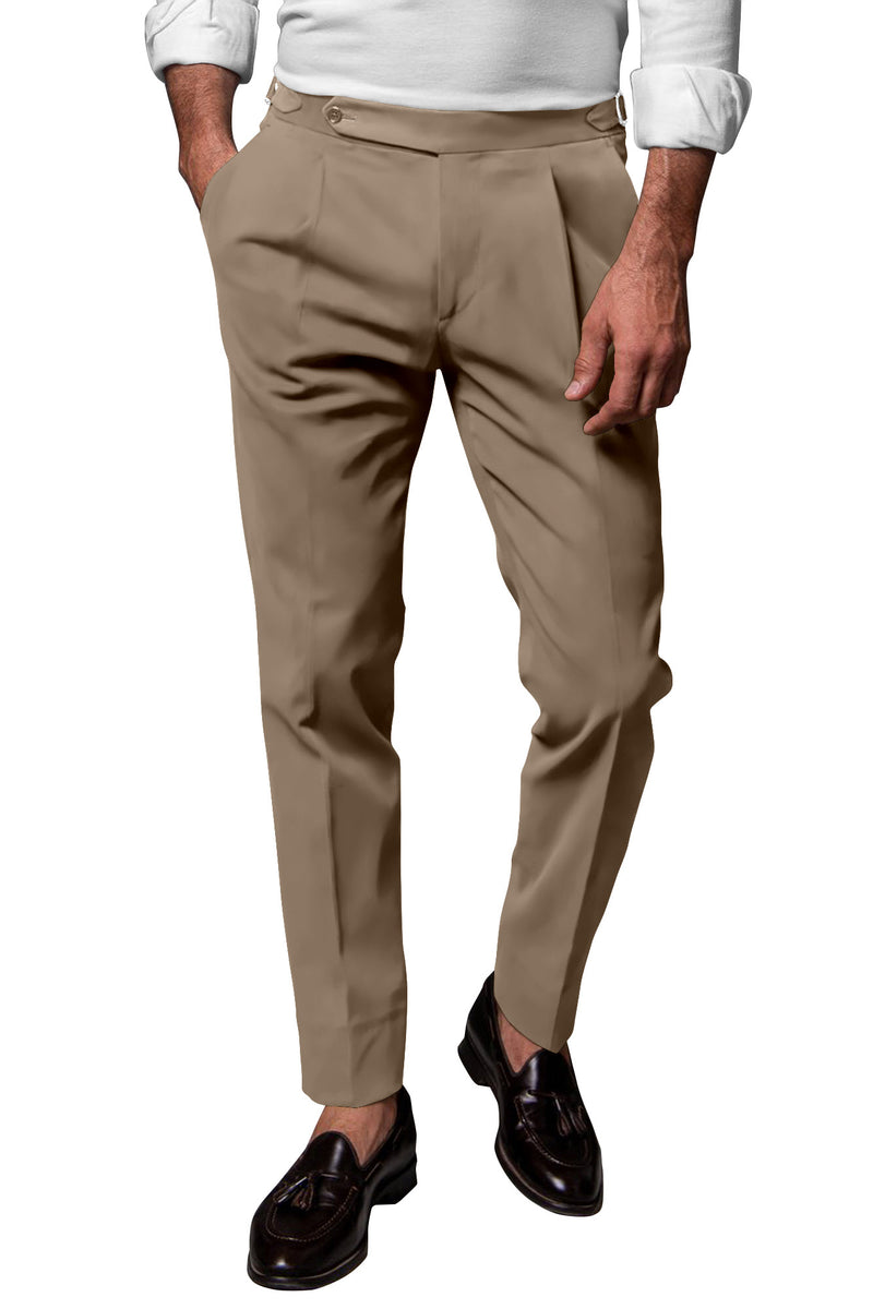 Image of a Brown Poplin Solids Cotton Stretch Chinos Fabric