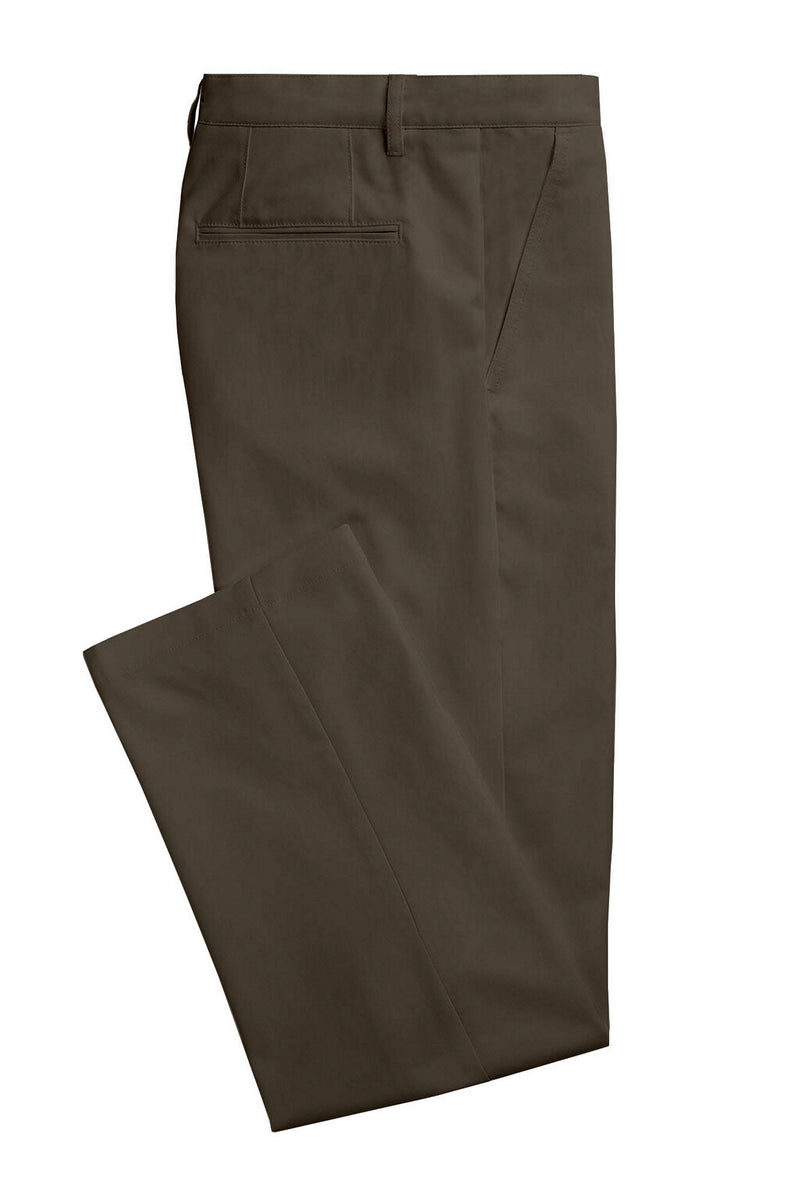 Image of a Brown Poplin Solids Cotton Stretch Chinos Fabric