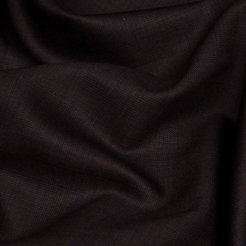 Image of a Brown Worsted Checks Merino Wool Blazers Fabric