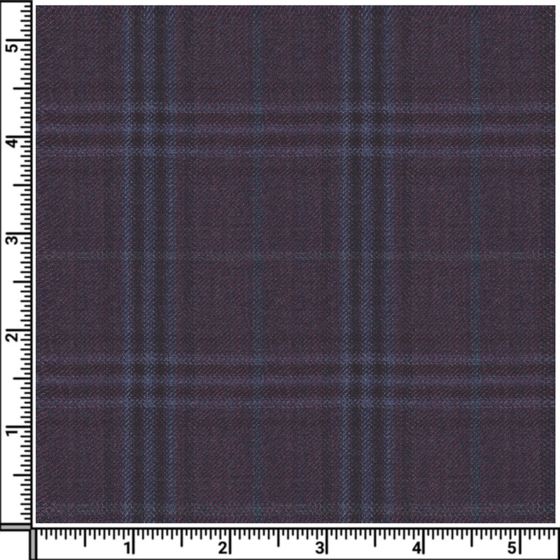 Image of a Burgundy & Black Worsted Checks Merino Wool Blazers Fabric