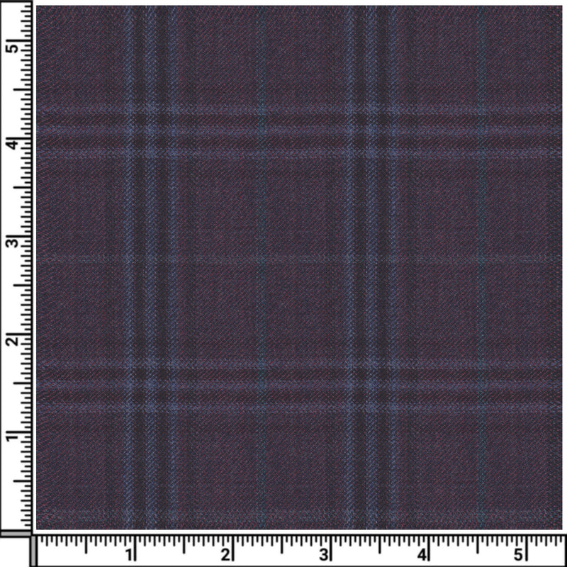 Image of a Burgundy & Black Worsted Checks Merino Wool Suiting Fabric
