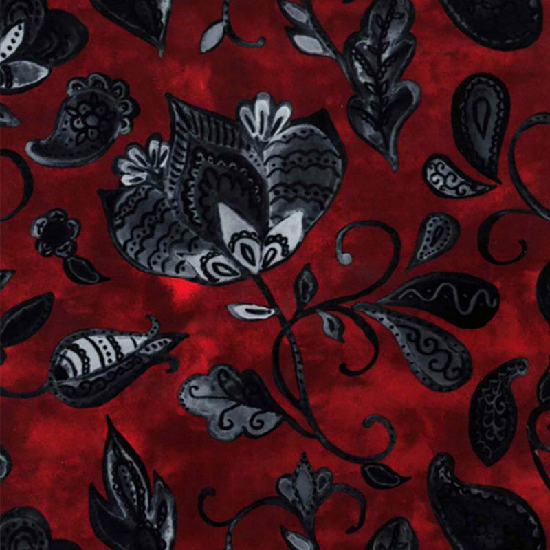 Image of a Burgundy & Grey Satin Prints Poly Viscose Lining Fabric