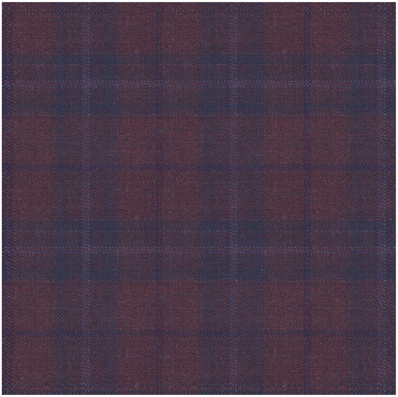 Image of a Burgundy & Navy-Blue Worsted Checks Merino Wool Pants Fabric