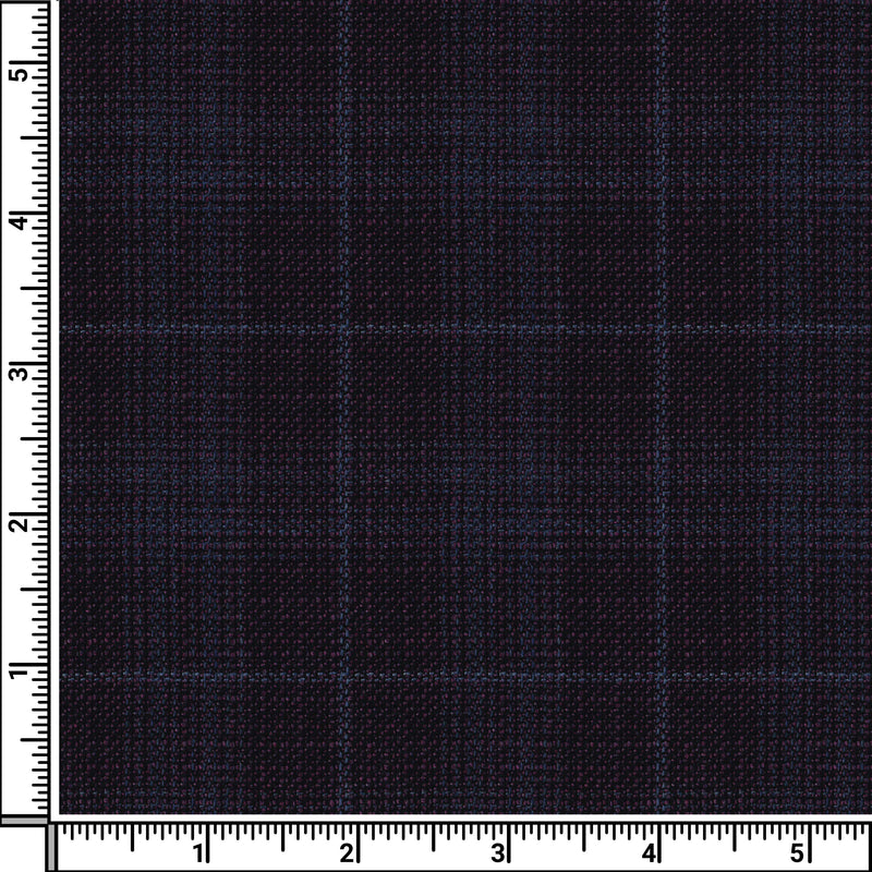 Image of a Burgundy & Sky-Blue Worsted Checks Merino Wool Blazers Fabric