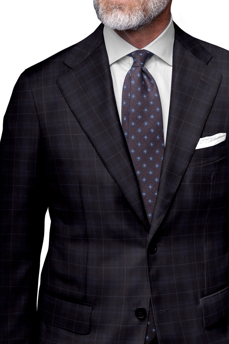 Image of a Burgundy & Sky-Blue Worsted Checks Merino Wool Blazers Fabric