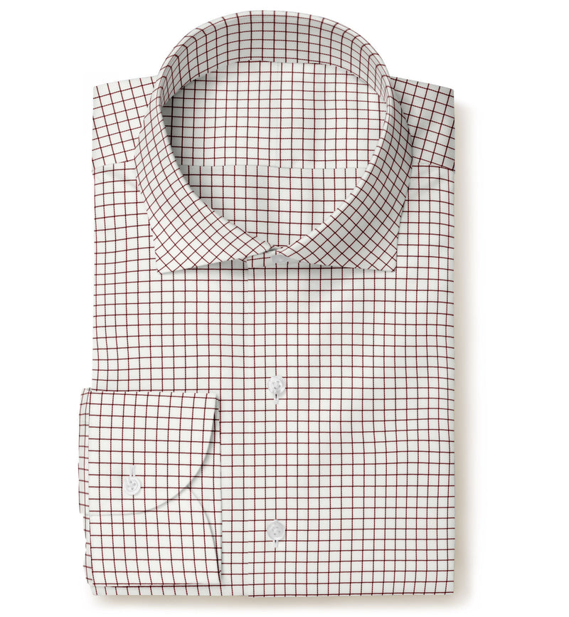 Image of a Burgundy & White Twill Checks Giza Cotton Shirting Fabric