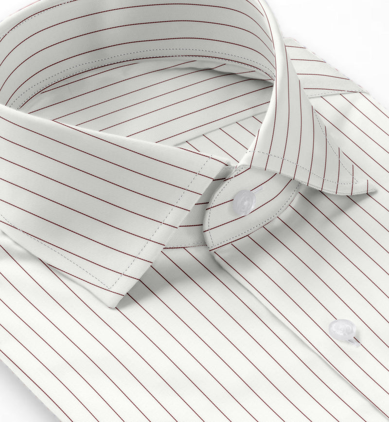 Image of a Burgundy & White Twill Stripes Giza Cotton Shirting Fabric