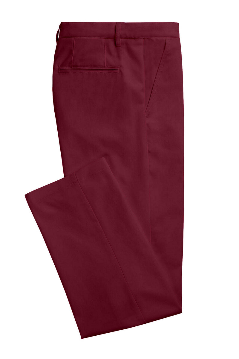 Image of a Burgundy Poplin Solids Cotton Stretch Chinos Fabric