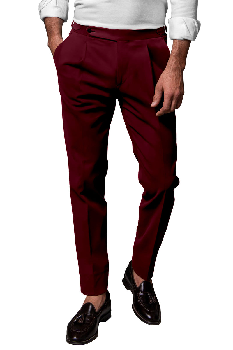 Image of a Burgundy Poplin Solids Cotton Stretch Chinos Fabric