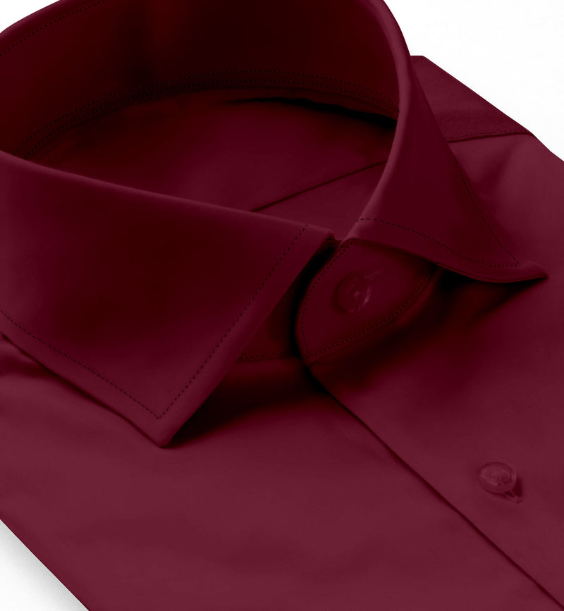 Image of a Burgundy Poplin Solids Cotton Stretch Shirting Fabric