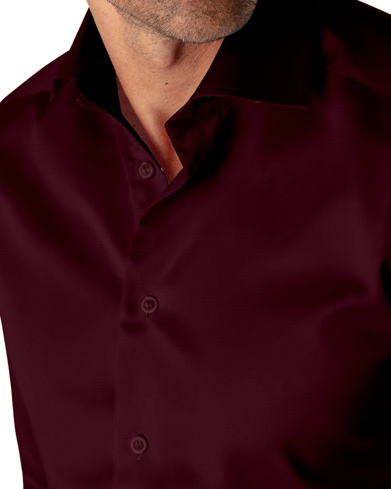 Image of a Burgundy Satin Solids Cotton Stretch Shirting Fabric