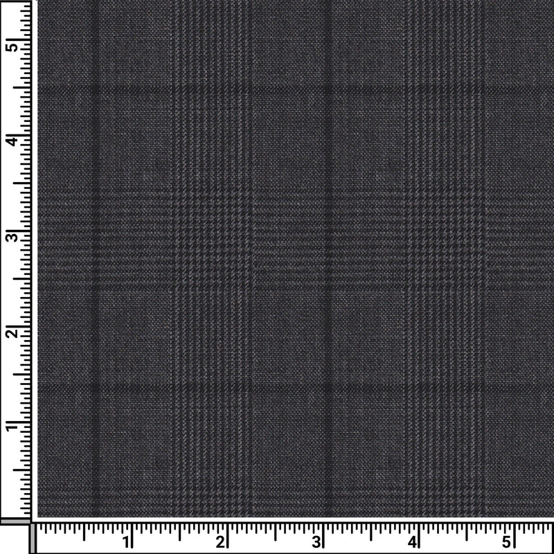 Image of a Charcoal & Black Worsted Checks Merino Wool Suiting Fabric