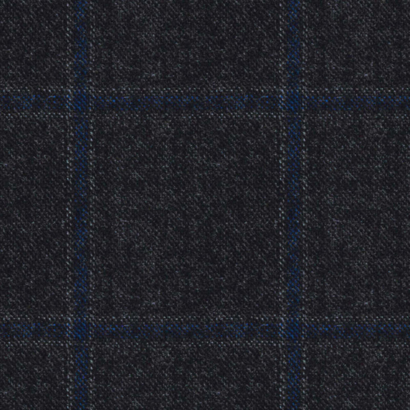 Image of a Charcoal & Blue Flannel Checks Merino Wool Blazers Fabric