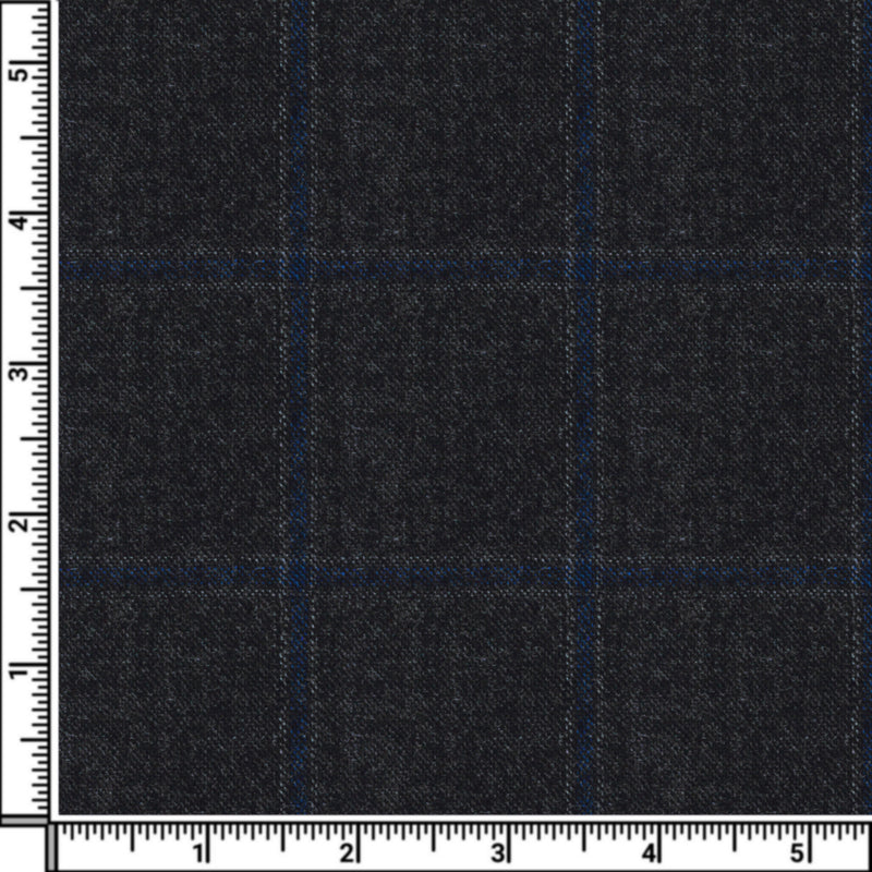 Image of a Charcoal & Blue Flannel Checks Merino Wool Blazers Fabric