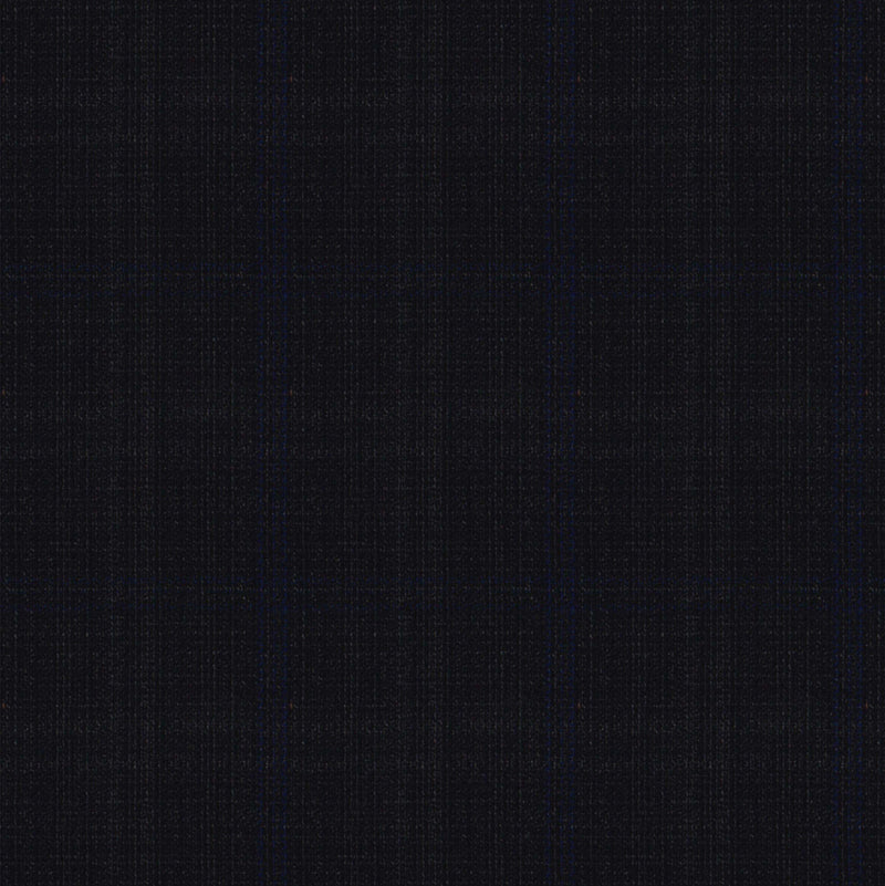 Image of a Charcoal & Blue Worsted Checks Merino Wool Pants Fabric
