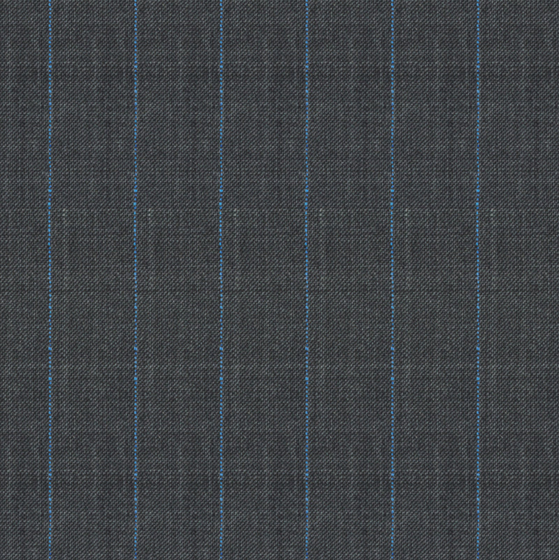Image of a Charcoal & Blue Worsted Stripes Merino Wool Pants Fabric