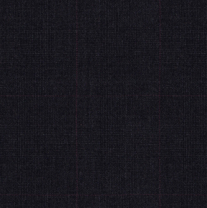 Image of a Charcoal & Purple Worsted Checks Merino Wool Pants Fabric