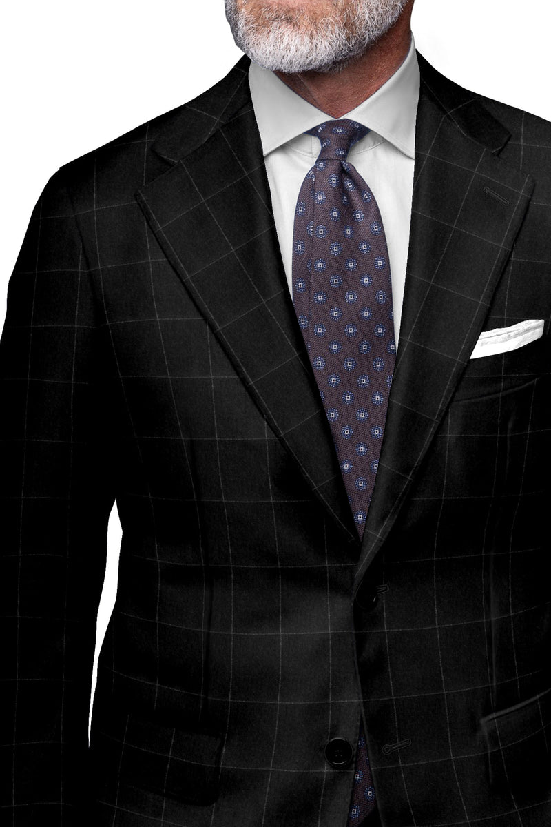 Image of a Charcoal & Silver Flannel Checks Merino Wool Blazers Fabric