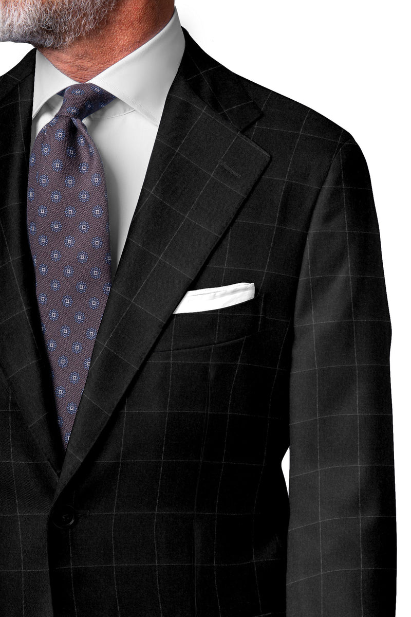 Image of a Charcoal & Silver Flannel Checks Merino Wool Blazers Fabric