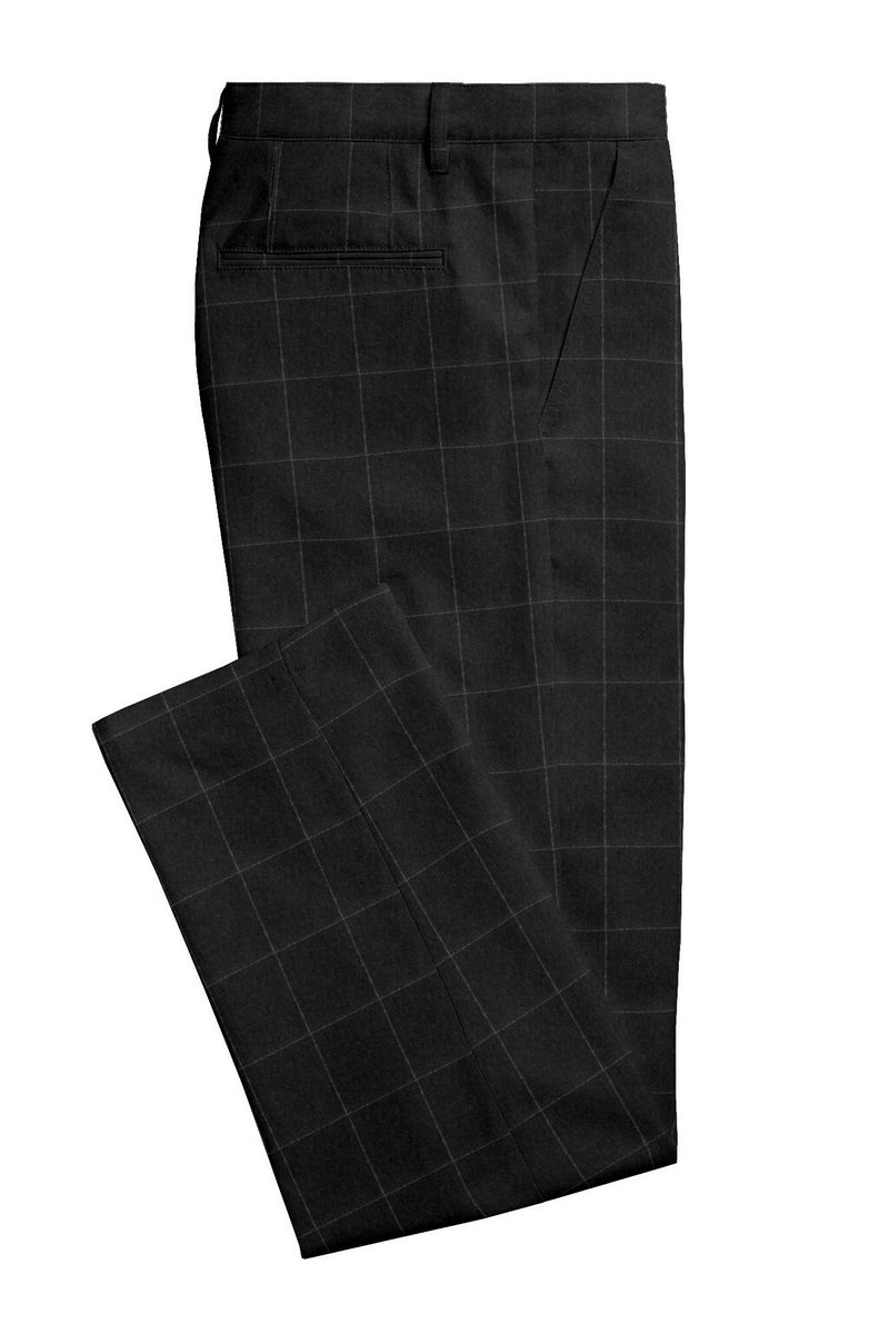 Image of a Charcoal & Silver Flannel Checks Merino Wool Pants Fabric