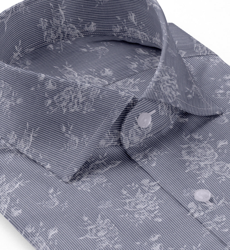 Image of a Charcoal & White Dobby Jacquard Giza Cotton Shirting Fabric