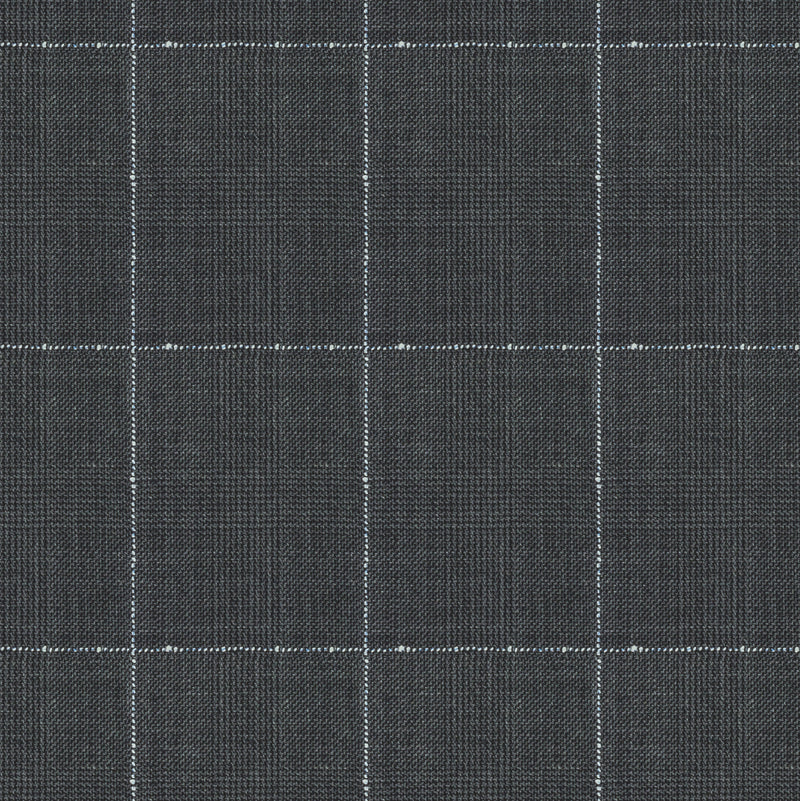 Image of a Charcoal & White Worsted Checks Merino Wool Suiting Fabric