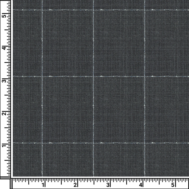 Image of a Charcoal & White Worsted Checks Merino Wool Suiting Fabric