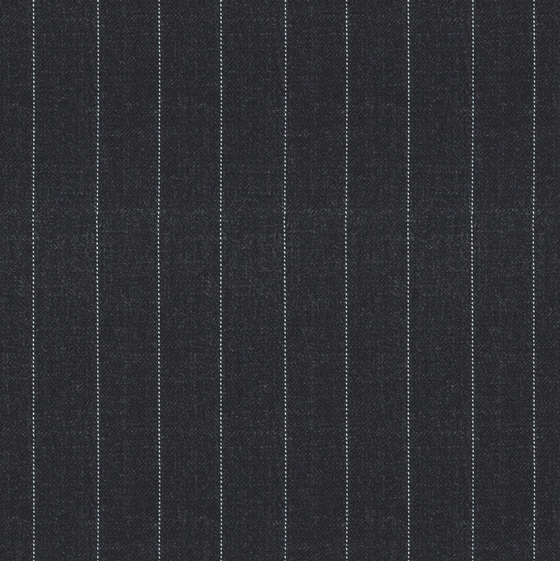 Image of a Charcoal & White Worsted Stripes Merino Wool Suiting Fabric