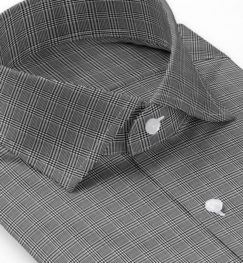 Image of a Charcoal Dobby Checks Giza Cotton Shirting Fabric