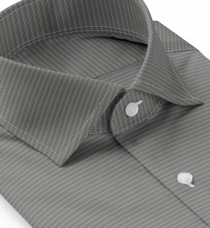 Image of a Charcoal Poplin Micropattern Giza Cotton Shirting Fabric