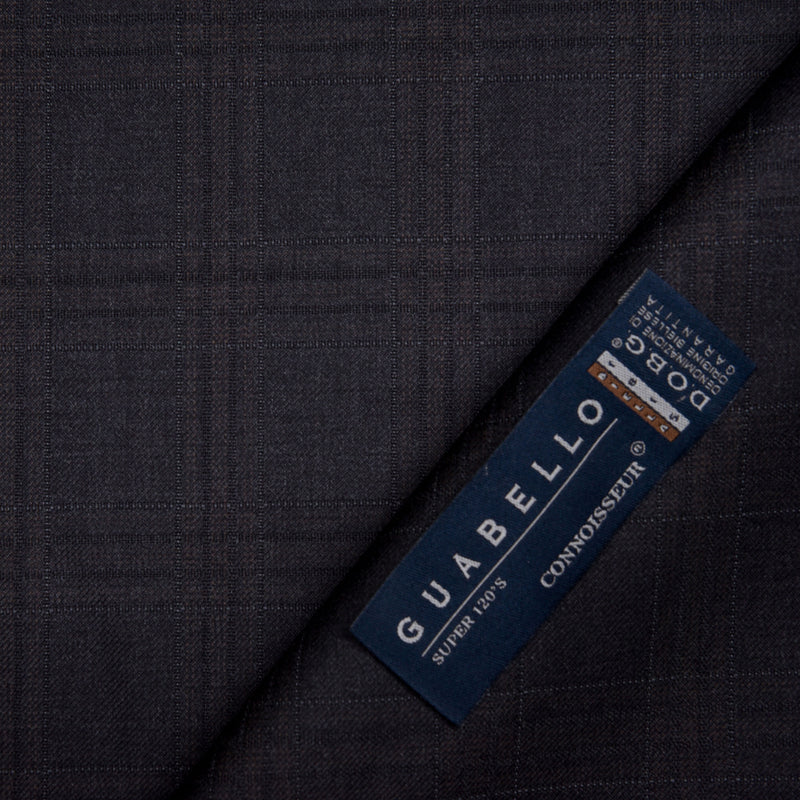 Image of a Charcoal Worsted Checks Merino Wool Pants Fabric