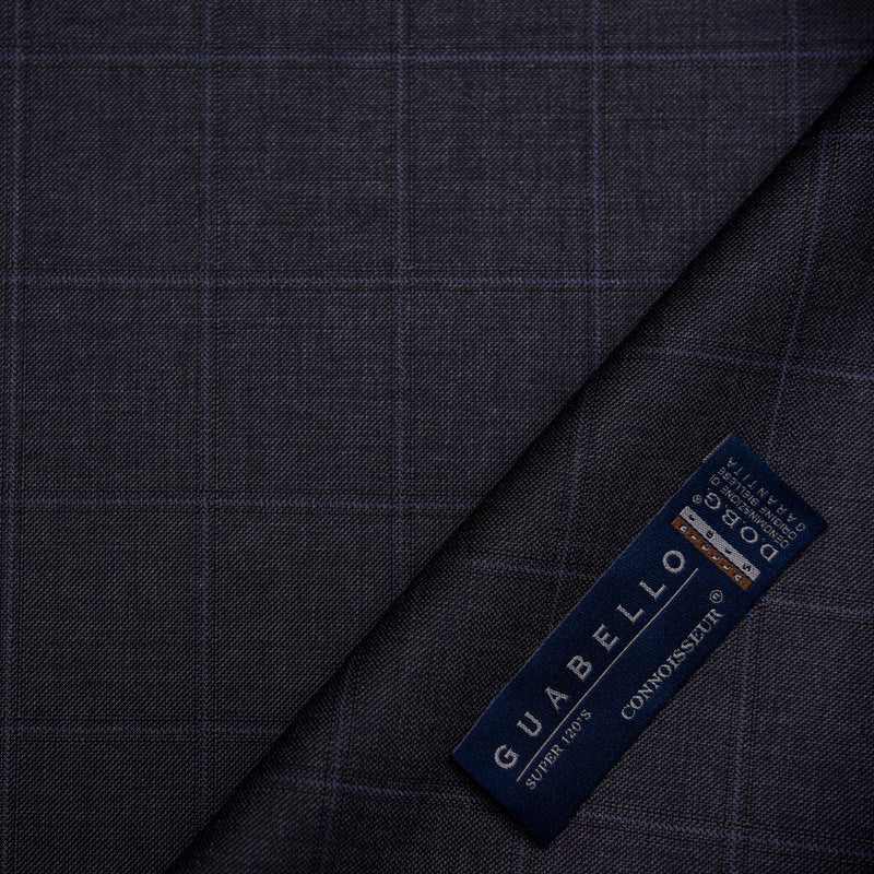 Image of a Charcoal Worsted Checks Merino Wool Suiting Fabric