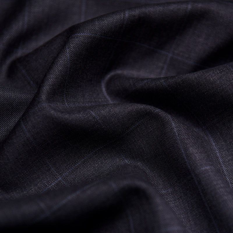 Image of a Charcoal Worsted Checks Merino Wool Suiting Fabric