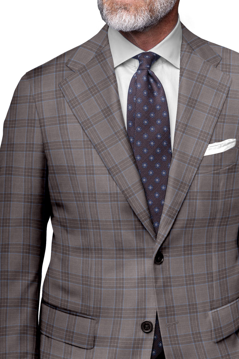 Image of a Cream & White Worsted Checks Merino Wool Blazers Fabric