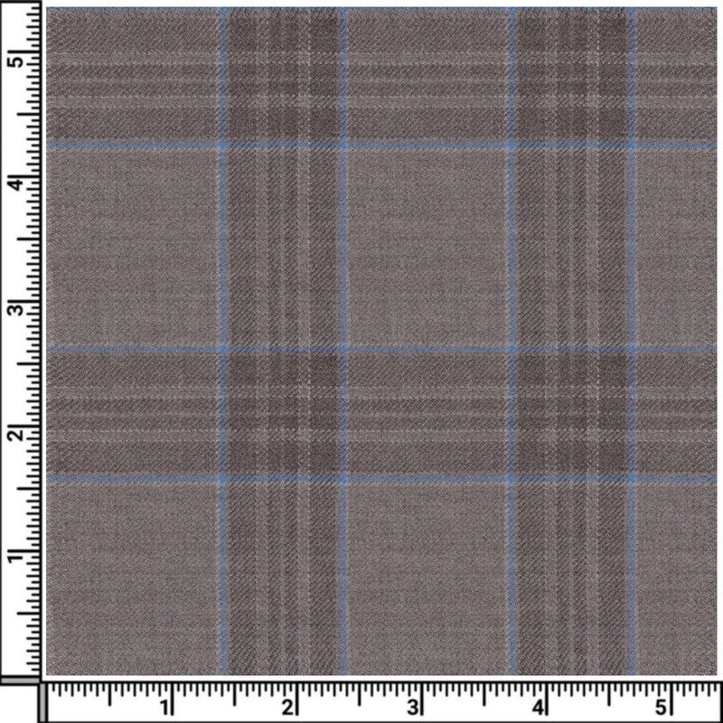 Image of a Cream & White Worsted Checks Merino Wool Pants Fabric