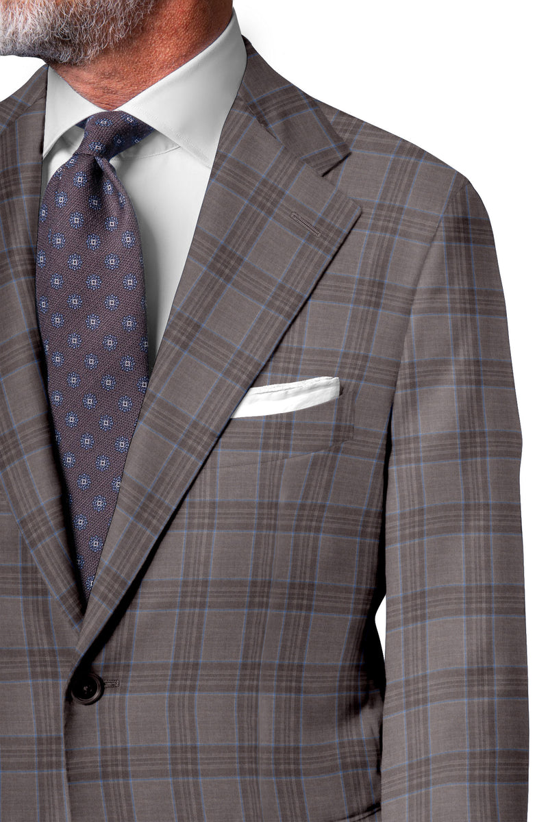 Image of a Cream & White Worsted Checks Merino Wool Suiting Fabric