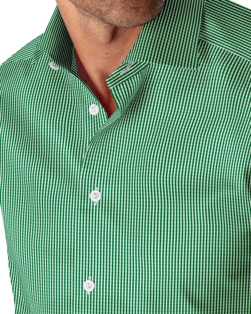 Image of a Green & White Twill Checks Giza Cotton Shirting Fabric