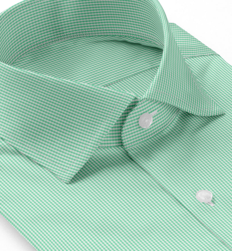 Image of a Green Poplin Checks Giza Cotton Shirting Fabric