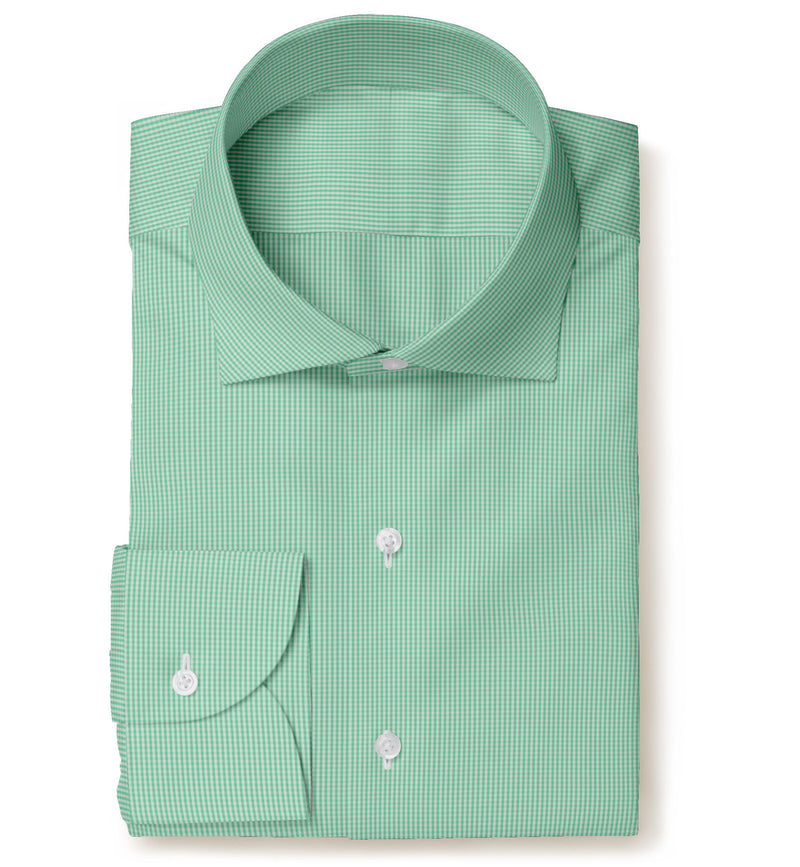 Image of a Green Poplin Checks Giza Cotton Shirting Fabric