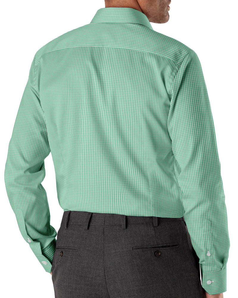 Image of a Green Poplin Checks Giza Cotton Shirting Fabric